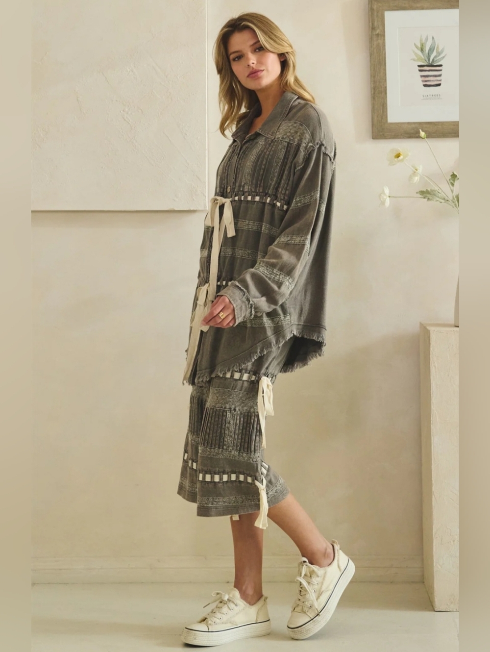 #1503 Oli & Hali Charcoal Artisan Patchwork Boho Set - Picture 11 of 16